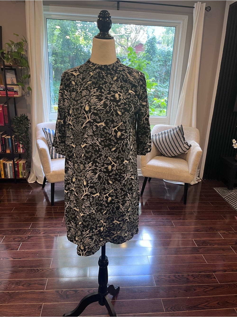 Old Navy Black and White Floral Mini Dress
